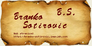 Branko Sotirović vizit kartica